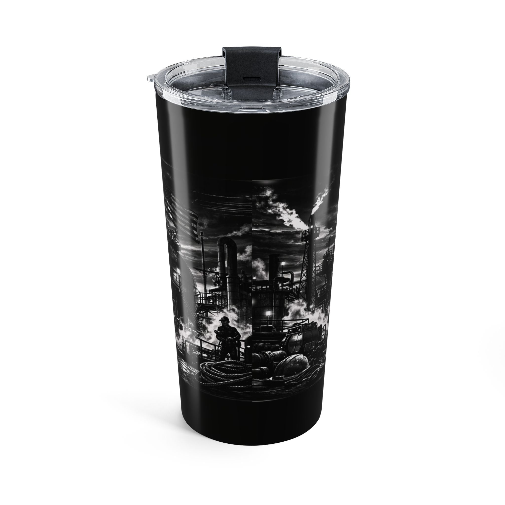 20oz Industrial Steel Tumbler — HLW Factory Scene Insulated Travel Cup